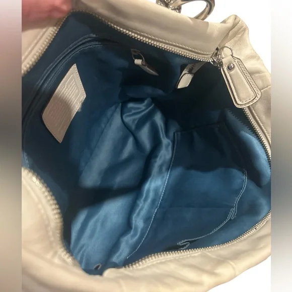 Coach White Shoulder Bag with Yellow Scarf Accent